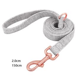 Pet Dog Collar Engraving Anti-Lost Traction Rope Supplies (Option: Warm Grey-Leash No Lettering-L)