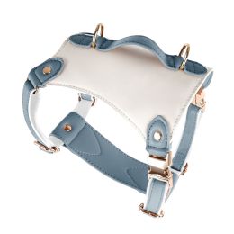 Leather Pet Vest Type Lead Rope Chest Strap (Option: Breast strap grey blue-L)