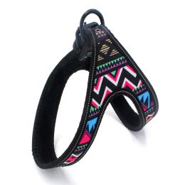 Colorful Printed Oxford Fabric Reflective Pet Harness (Option: Colorful corrugated webbing le-L)