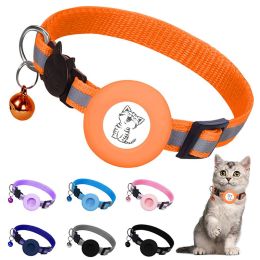 Apple Airtag Tracker Protective Cover Anti-missing Pet Positioning Collar Cat Reflective Bell Collar (Color: Orange)