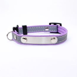 Pet Collar Can Be Worded To Prevent Loss (Color: Purple)