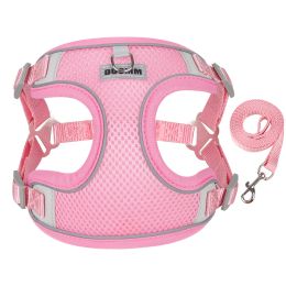 Dog Leash Teddy Breathable Pet Chest Strap (Option: Pink-XL)