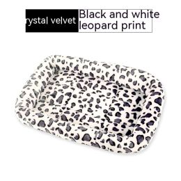 Teddy Bichon Cage Mat Small And Medium Dog Mat TeddyPomeranian Cotton Cushion (Option: Crystal White Velvet Leopard-XL Extra Large 9050cm)