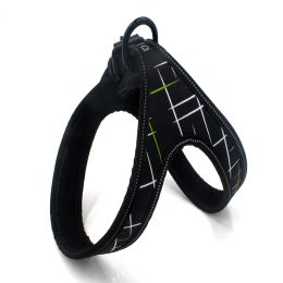 Colorful Printed Oxford Fabric Reflective Pet Harness (Option: Black line webbing leash-L)