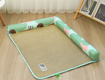 Pet Mat Ice Rattan Weaving (Option: Geometric plant-2XL)