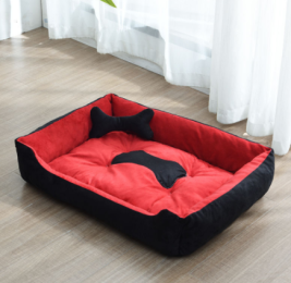 Kennel Four Seasons Golden Retriever Teddy Kennel Bed Mat Small Medium Dog (Option: Reddish black-Bone-E)