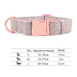 Pet Dog Collar Engraving Anti-Lost Traction Rope Supplies (Option: Camel Brown-Collar No Lettering-L)