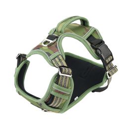 Vertical Handle Dog Traction Vest Explosion-proof Pet Sports Chest Strap (Option: Camouflage Green-XL)