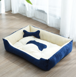 Kennel Four Seasons Golden Retriever Teddy Kennel Bed Mat Small Medium Dog (Option: Navy-Bone-E)