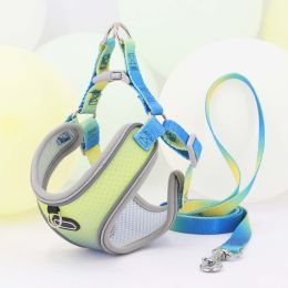 Pet Clothes Hand Holding Rope Out Dog Chest Strap (Option: Blue And Yellow-M)