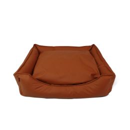 Leather Faux Leather Waterproof Kennel Pet Bed Sofa Cat Nest Supplies (Option: Brown-M72x50x20cm)