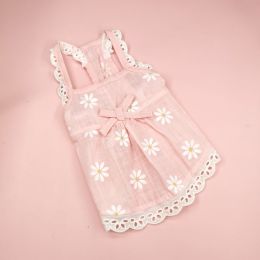 Dog Clothes Lace Skirt Cat Sunflower Printing (Option: Pink-XS)