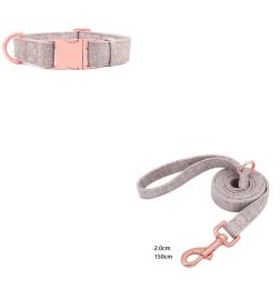 Pet Dog Collar Engraving Anti-Lost Traction Rope Supplies (Option: Camel Brown-Set No Lettering-M)