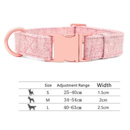 Pet Dog Collar Engraving Anti-Lost Traction Rope Supplies (Option: Fragrant Pink-Collar No Lettering-L)