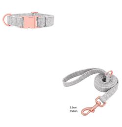 Pet Dog Collar Engraving Anti-Lost Traction Rope Supplies (Option: Warm Grey-Set No Lettering-L)