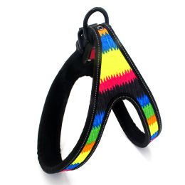 Colorful Printed Oxford Fabric Reflective Pet Harness (Option: Neon Webbing Leawebbing leash-L)