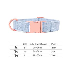 Pet Dog Collar Engraving Anti-Lost Traction Rope Supplies (Option: Beige Blue-Collar No Lettering-M)