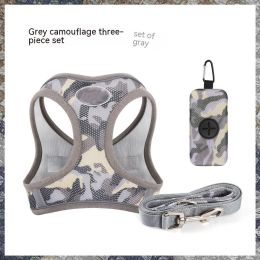 New Dog Hand Holding Rope Vest-style Breast Strap Reflective Breathable Pet Products (Option: Gray Camouflage-L)