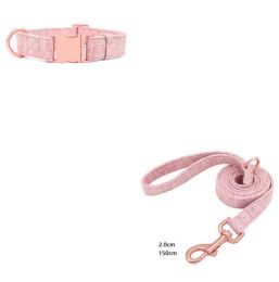 Pet Dog Collar Engraving Anti-Lost Traction Rope Supplies (Option: Fragrant Pink-Set No Lettering-M)