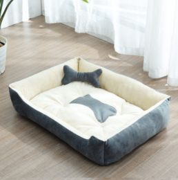 Kennel Four Seasons Golden Retriever Teddy Kennel Bed Mat Small Medium Dog (Option: Light Grey-Bone-E)