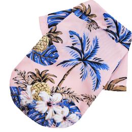 Small And Medium Dogs Beach Pineapple Shirt Hawaiian Pet Dog Cat Golden Retriever Spring And Summer Four Seasons Clothes (Option: Coconut Shirt Pink-M)