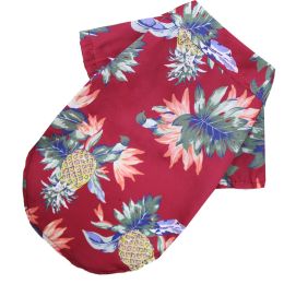 Small And Medium Dogs Beach Pineapple Shirt Hawaiian Pet Dog Cat Golden Retriever Spring And Summer Four Seasons Clothes (Option: Pineapple Shirt Wine Red-M)