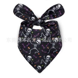 Pet Triangle Halloween Dog Saliva Towel Double Layer (Option: Halloween Skull-L)