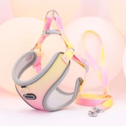 Pet Clothes Hand Holding Rope Out Dog Chest Strap (Option: Pink And Yellow-L)