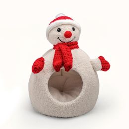 Cat Nest Winter Warm Three-dimensional Cartoon Closed (Option: White Snowman-Large)