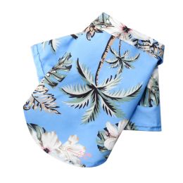 Small And Medium Dogs Beach Pineapple Shirt Hawaiian Pet Dog Cat Golden Retriever Spring And Summer Four Seasons Clothes (Option: Coconut Tree Shirt Sky Blue-3XL)