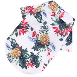 Small And Medium Dogs Beach Pineapple Shirt Hawaiian Pet Dog Cat Golden Retriever Spring And Summer Four Seasons Clothes (Option: Pineapple Shirt White-3XL)