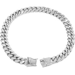 Diamond Hip Hop Dog Collar Necklace (Option: Silver-26inch 65cm)